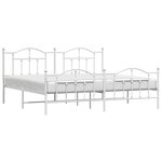 vidaXL Cadre de lit métal sans matelas et pied de lit blanc 193x203 cm