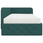 vidaXL Cadre de lit d'angle avec matelas Vert foncé 100 x 200 cm tissu