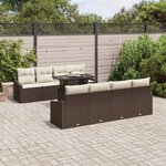vidaXL Ensemble de salon de jardin 7 pièces avec coussins en rotin synthétique marron