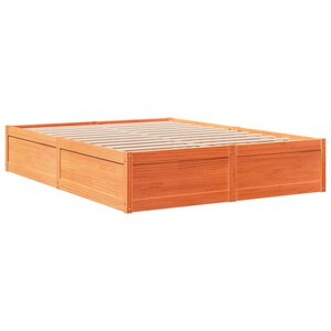 vidaXL Cadre de lit sans matelas cire marron 140x190cm bois pin massif