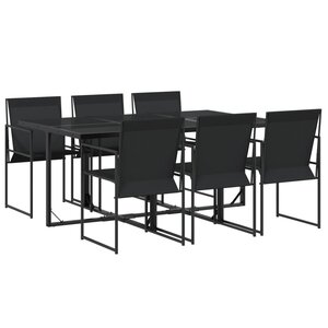 vidaXL Ensemble à manger de jardin 7 Pièces noir textilène