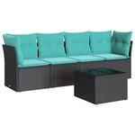 vidaXL Salon de jardin 5 Pièces avec coussins noir résine tressée