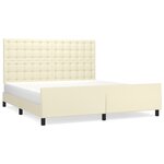 vidaXL Cadre de lit avec tête de lit Crème 160x200 cm Similicuir