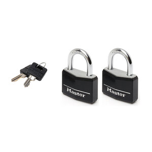 Lot de 2 Cadenas à Clé en Aluminium Massif recouvert de Vinyle  noir  4 x 5 9 x 1 3 cm