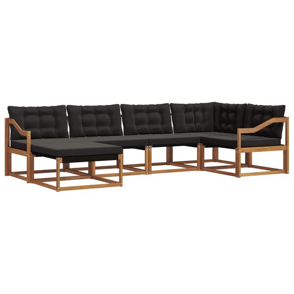 vidaXL Ensemble de canapés d'extérieur 6 pc Naturel et Noir
