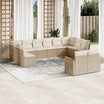 vidaXL Salon de jardin avec coussins 12 Pièces beige résine tressée