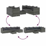 vidaXL Salon de jardin 6 Pièces avec coussins Gris Résine tressée