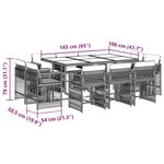 vidaXL Ensemble à manger de jardin 11Pièces avec coussins gris poly rotin