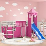 vidaXL Lit mezzanine enfants avec tour sans matelas rose 80x200 cm