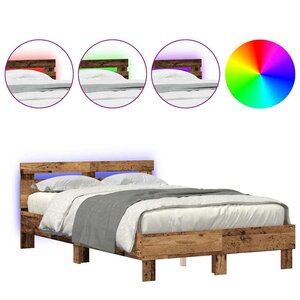 vidaXL Cadre de lit Bois ancien 135 x 190 cm Bois d'ingénierie