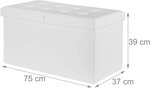 Banquette avec espace de rangement à couvercle en cuir artificiel 75 cm blanc 13_0000372