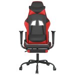 vidaXL Chaise de jeu avec repose-pied Noir et rouge Similicuir