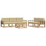 vidaXL Ensemble de canapés d'extérieur 6 pc Blanc et Beige