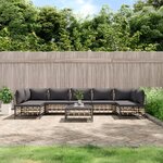 vidaXL Salon de jardin 8 Pièces avec coussins anthracite résine tressée