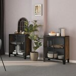 vidaXL Armoires de rangement 2 Pièces Marron 72x36x82 cm Métal et MDF