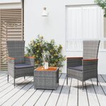 vidaXL Ensemble de salon de jardin 3 Pièces gris poly rotin et acacia