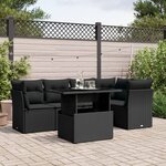 vidaXL Salon de jardin 6 Pièces avec coussins noir résine tressée