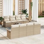 vidaXL Ensemble de canapé de jardin 9 Pièces Beige Poly rotin