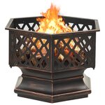 vidaXL Foyer rustique avec tisonnier 62x54x56 cm XXL Acier