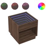 vidaXL Table basse avec LED infini chêne marron 50x50x50 cm