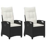 vidaXL Chaise de jardin 2 pc Noir et Crème Acier et Polyester