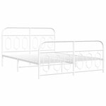 vidaXL Cadre de lit métal sans matelas et pied de lit blanc 135x190 cm