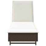 vidaXL Chaise longue avec roues et coussin marron résine tressée