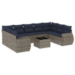 vidaXL Salon de jardin 10 Pièces avec coussins gris résine tressée