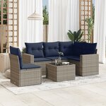 vidaXL Salon de jardin 6 Pièces avec coussins gris résine tressée