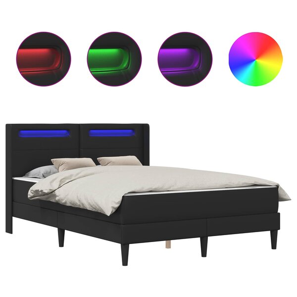 vidaXL Cadre de lit avec matelas Noir 120 x 200 cm Simili cuir