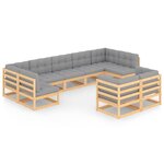 vidaXL Salon de jardin 9 Pièces avec coussins Bois de pin massif