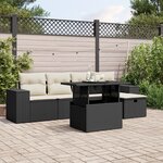 vidaXL Salon de jardin 6 Pièces avec coussins noir résine tressée