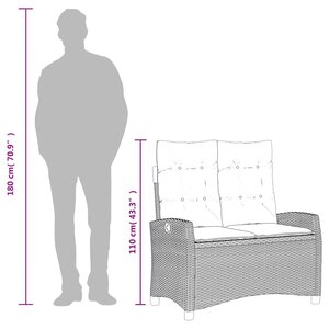 vidaXL Banc inclinable de jardin avec coussins gris résine tressée