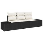 vidaXL Ensemble de Canapé de Jardin de 3 Pièces avec Coussins Noir Poly Rattan