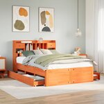 vidaXL Lit bibliothèque sans matelas cire marron 150x200 cm pin massif