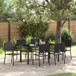 vidaXL Ensemble de salle à manger de jardin de 7 pièces en poly rattan noir