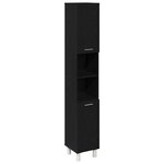 Armoire de salle de bain vidaXL Noir Chêne 30x30x179 cm en bois d'ingénierie
