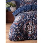 Parure de lit - housse de couette 220 x 240 + 2 taies d'oreiller 60 x 60  65  coton- Bleu