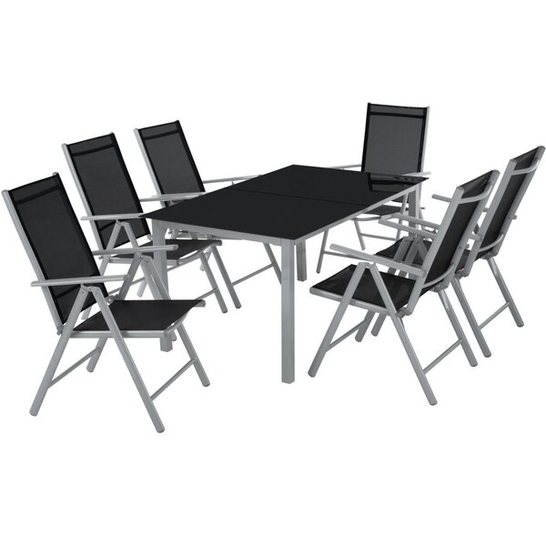 Salon de jardin aluminium 6 places gris clair 2108109
