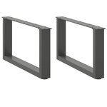 vidaXL Pieds de table basse en U 2 pièces Anthracite 60 x (30-31) cm Acier