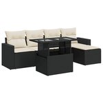 vidaXL Salon de jardin 6 Pièces avec coussins noir résine tressée