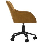 Chaise fauteuil siège pivotante de bureau informatique étude velours brun 02_0024147