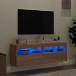 vidaXL Meubles TV muraux lumières LED 2 Pièces chêne sonoma 60x30x40 cm