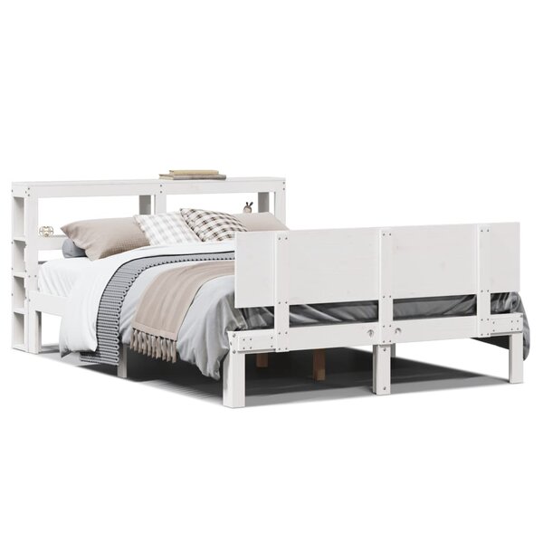 vidaXL Cadre de lit avec tête de lit sans matelas blanc 140x200 cm