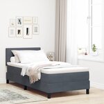 Lit boxspring vidaXL avec matelas et LED gris foncé 90x200 cm en velours