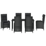 vidaXL Ensemble de jardin de 7 pièces Rattan Poly Noir