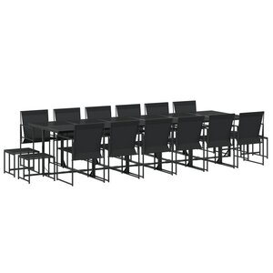 vidaXL Ensemble à manger de jardin 17 Pièces noir textilène