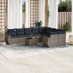 vidaXL Salon de jardin 10 Pièces avec coussins gris résine tressée
