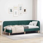 vidaXL Cadre de lit d'angle Vert foncé 80 x 200 cm tissu