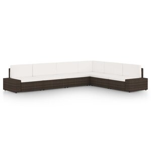 vidaXL Salon de jardin 6 Pièces avec coussins Marron Résine tressée